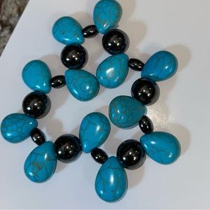 Wagnerite and hematite bracelet elastic cord